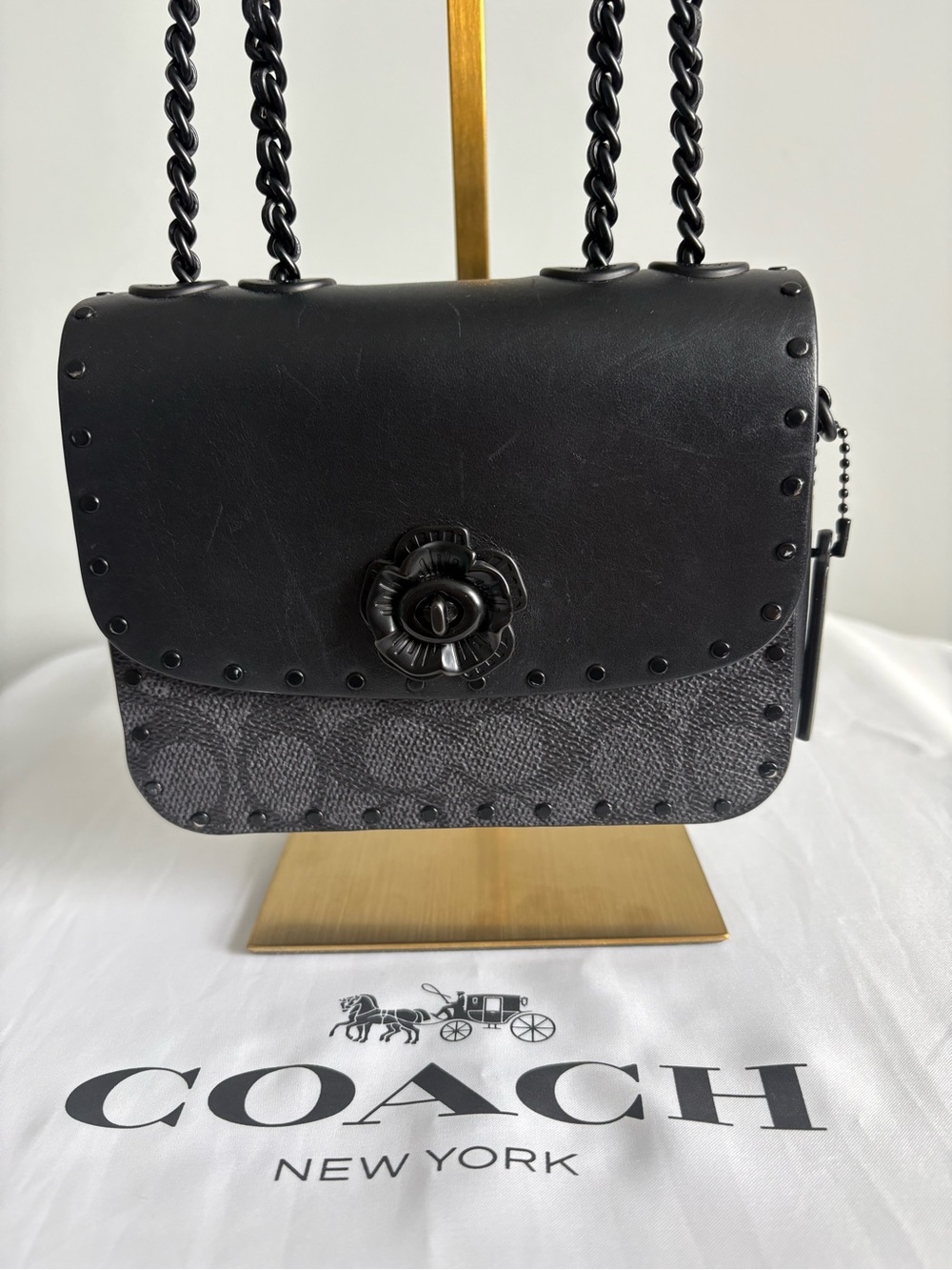 Coach Madison Shoulder Bag 16 In Signature Canvas With Rivets